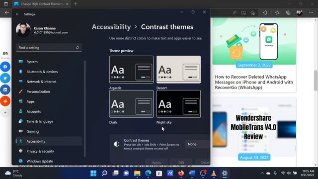 Change High Contrast Theme back to normal in Windows 11/10 смотреть онлайн