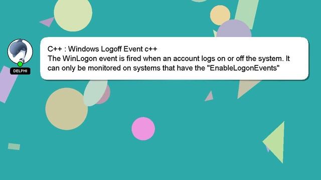 C++ : Windows Logoff Event c++ смотреть онлайн