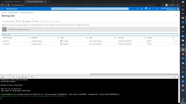 Backup VMs using Azure backup смотреть онлайн