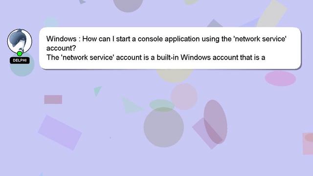 Windows : How can I start a console application using the 'network service' account? смотреть онлайн