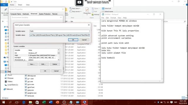 Tutorial memasang dan mengecek path minGW gcc di Windows смотреть онлайн