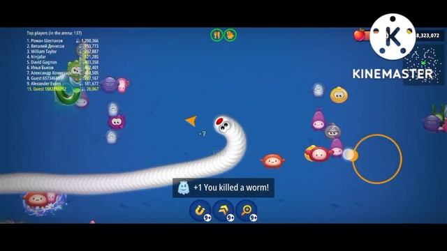 Worms Zone.io / World Record 10,0000000.Scoreepic/Biggest Snake 🐍 gaming/pro смотреть онлайн