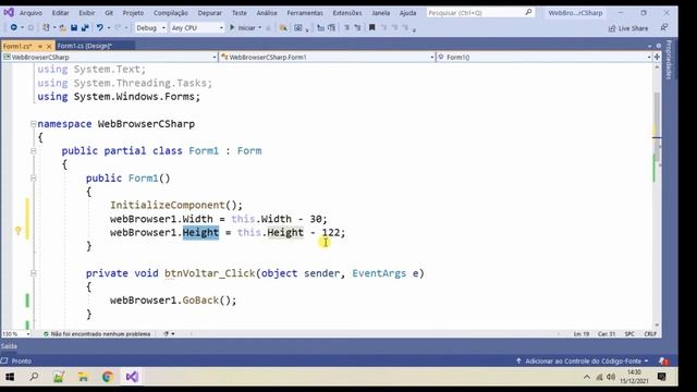 C#, navegador no formulário (WebBrowser). C Sharp Visual Studio 2019 смотреть онлайн