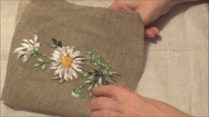 Часть 4. Ромашка. Вышивка лентами для начинающих.