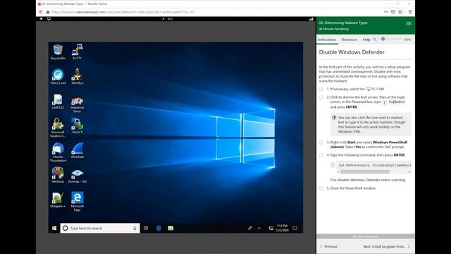 Lab 1-01 Determining Malware Types Disable Windows Defender смотреть онлайн