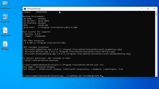 .NET5 DLL Hijack from code - reading certificate (short) смотреть онлайн