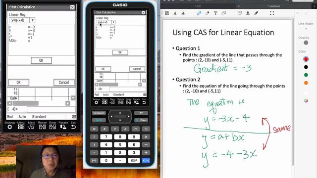 Using Casio Classpad CAS (Statistics Menu) to find gradient of line or equation of line смотреть онлайн