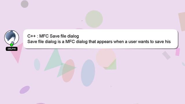 C++ : MFC Save file dialog смотреть онлайн