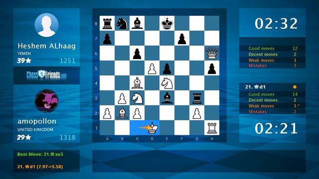 Chess Game Analysis: amopollon - Heshem ALhaag : 1-0 (By ChessFriends.com) смотреть онлайн