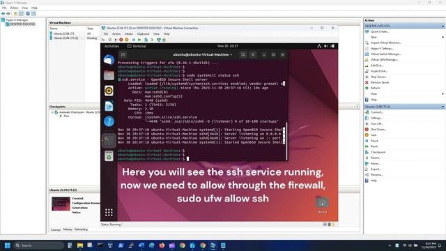 How to Install Open-SSH Server on Ubuntu 22.04 LTS Virtual Machine on Windows Hyper-V Manager смотреть онлайн