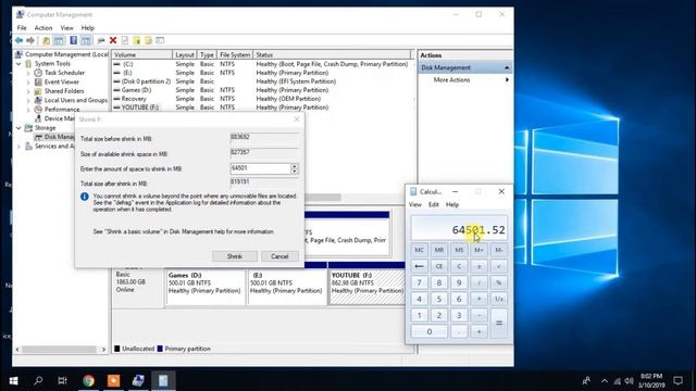 Shrink, Partition, Extend Disk Volumes on Windows 10, windows 8 2019 смотреть онлайн