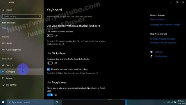 Windows 10 Home : How to show a warning messages when turning on sticky keys, toggle keys смотреть онлайн