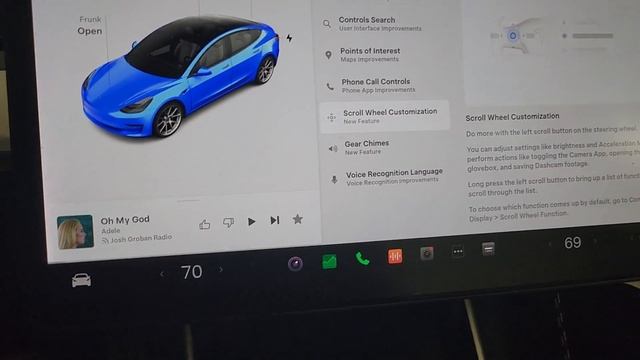 Tesla's new Scrollwheel customizations: push and hold the left steering wheel button. смотреть онлайн