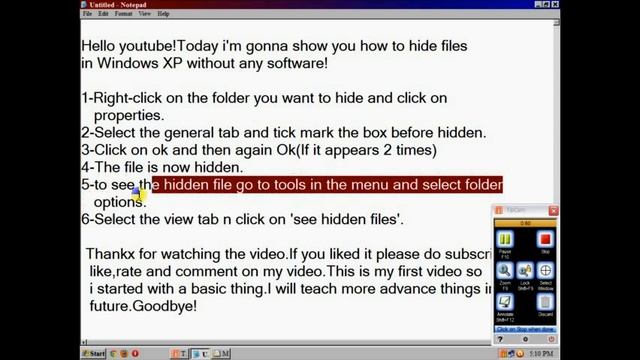 How to hide files without any software in Windows XP смотреть онлайн