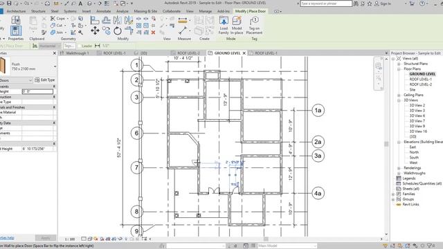 Revit Beginner Tutorial - 04- How to insert Doors and Windows смотреть онлайн