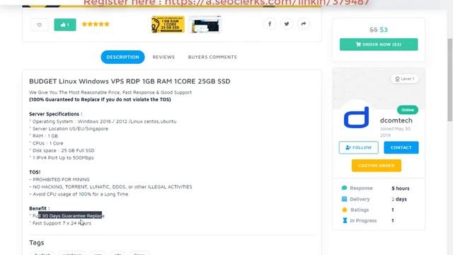BUDGET Linux Windows VPS RDP 1GB RAM 1CORE 25GB SSD On SEOClerks смотреть онлайн