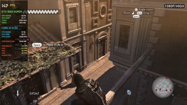 Assassin's Creed Brotherhood : GTX 1650 Super + i5 3470 - High Settings - 1080P смотреть онлайн