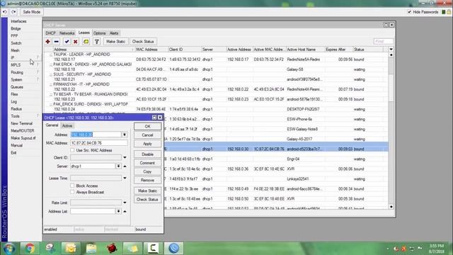 Mengatur Pemesanan DHCP statis di WinBox смотреть онлайн
