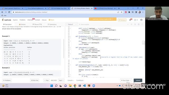 LeetCode - Sliding Window Median, Generate Parentheses