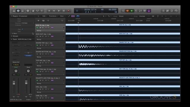 Logic Pro X: Edit multi-track drums смотреть онлайн