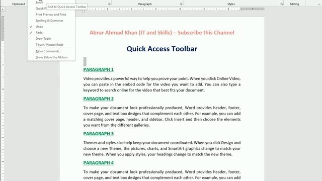 W06 - How to Customize Quick Access Toolbar in Word 2016| Urdu | Hindi смотреть онлайн