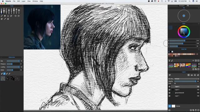 Scarlett Johansson "Ghost in the Shell" sketched in Rebelle смотреть онлайн