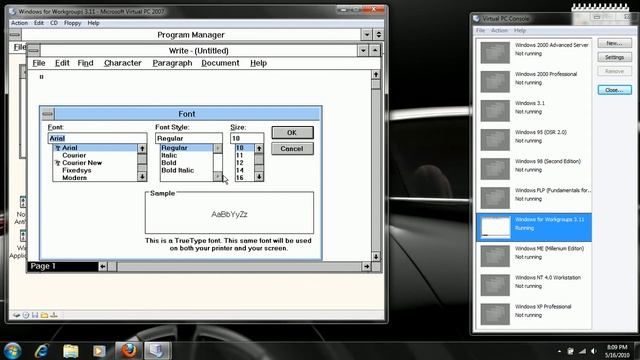 Windows for Workgroups 3.11 in Microsoft Virtual PC 2007 смотреть онлайн