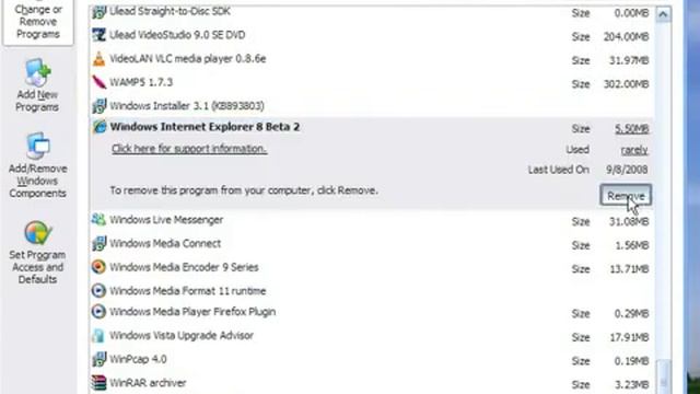 Uninstall Internet Explorer 8 смотреть онлайн