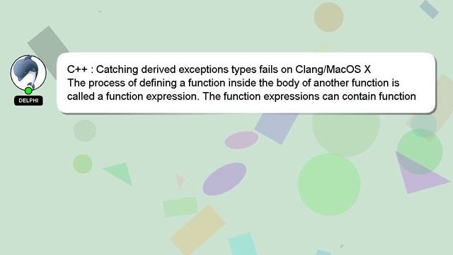 C++ : Catching derived exceptions types fails on Clang/MacOS X смотреть онлайн