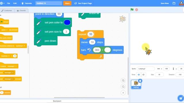 How to make the shape with Pen Block in scratch | #ScratchTutorial No.9 смотреть онлайн
