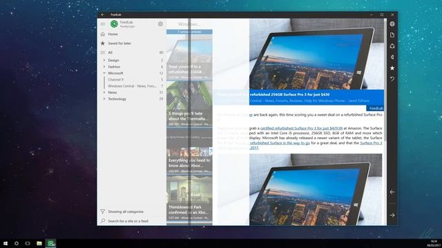 FeedLab - Windows 10 - Resize the list of articles смотреть онлайн
