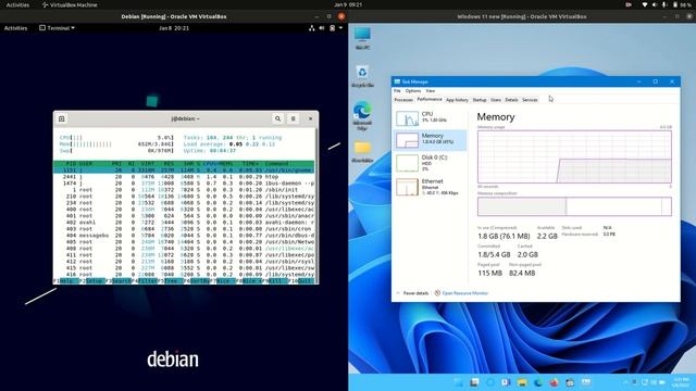 Debian 11 vs Windows 11: RAM смотреть онлайн