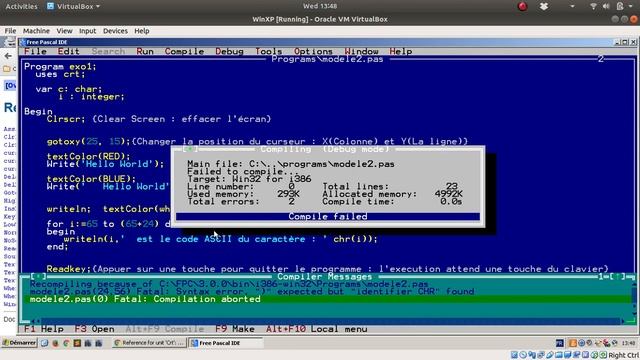 Procédures du CRT (Free PASCAL) - Code ASCII pour les interfaces Mode Text смотреть онлайн