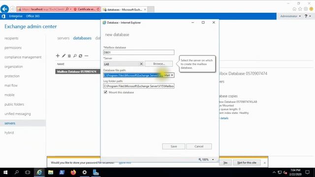 10 Lecture 10 Exchange 2016 – Create and Configure MailBox Databases in GUI #exchange #server смотреть онлайн