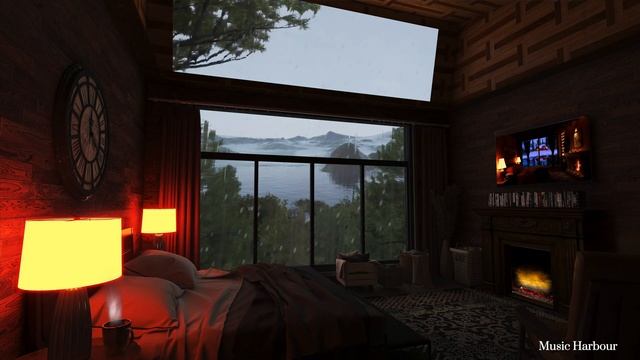 Music Harbour | Cozy Bedroom Ambience | Rain Hitting on Window | Relaxing Music | Beat Insomnia смотреть онлайн