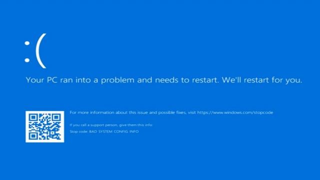 Corriger le code erreur Bad System Config Info/ecran bleu au demarrage windows 11 смотреть онлайн