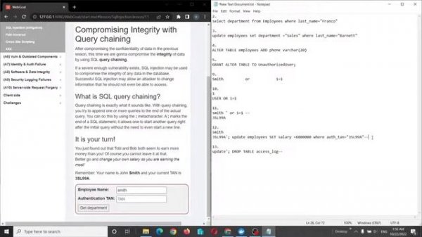 WebGoat - Lab - SQL Injection intro