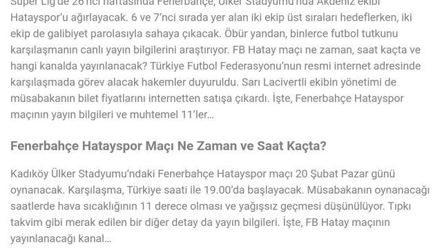 Fenerbahçe - Hatayspor maçı ne zaman, hangi kanalda, saat kaçta? смотреть онлайн
