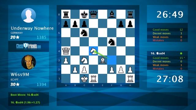 Chess Game Analysis: W6ss9M - Underway Nowhere : 1-0 (By ChessFriends.com) смотреть онлайн