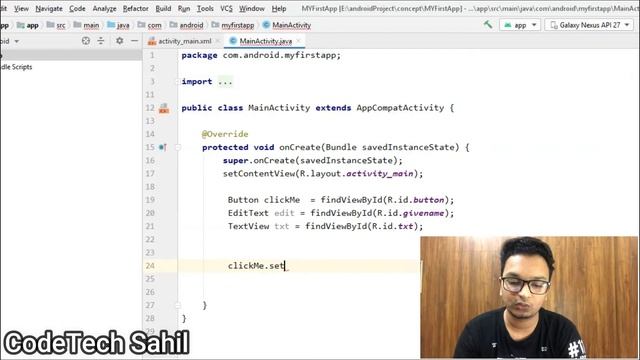 How to use ClickListner(OnClick) & TOAST in android|| Part-3 Android Basics || Hindi||CodeTech Sahi смотреть онлайн