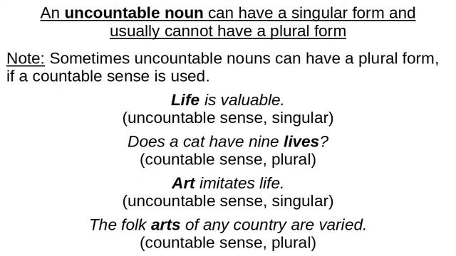 Countable And Uncountable Nouns