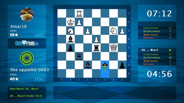 Chess Game Analysis: Amar16 - Sha uppathil 0003 : 1/2-1/2 (By ChessFriends.com) смотреть онлайн