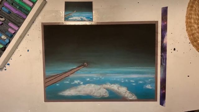 Drawing a plane window view with soft pastels - (easy for beginners) on black paper смотреть онлайн