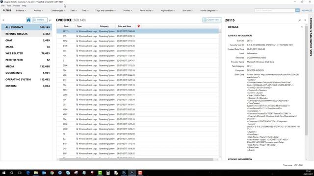 Magnet AXIOM Volume Shadow Copies смотреть онлайн