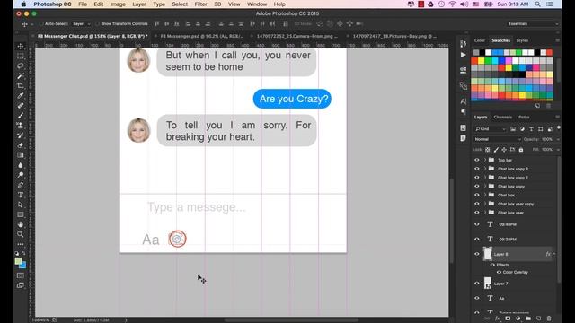 How to Design Facebook Messenger App UI/UX for iOS: Part 3 | Photoshop Tutorials смотреть онлайн