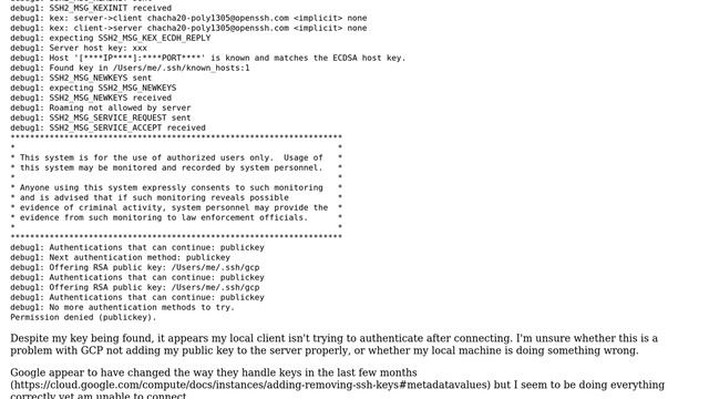 SSH publickey permission denied (Google Cloud Platform) смотреть онлайн