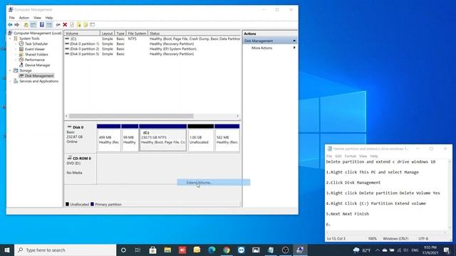 How to delete partition and Extend C Drive Windows 10 смотреть онлайн