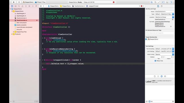 How to implement Stepper control in iOS using Objective-C with Xcode 8 ? смотреть онлайн