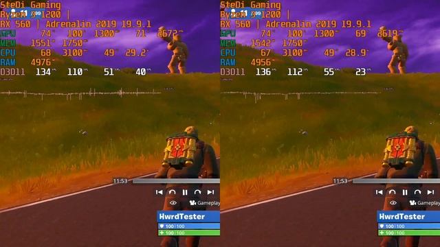 Fortnite Chapter 2 Fullscreen vs Windowed Fullscreen Ryzen 3 1200 & Radeon RX 560 смотреть онлайн