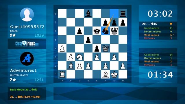 Chess Game Analysis: Adventures1 - Guest40958572 : 1-0 (By ChessFriends.com) смотреть онлайн